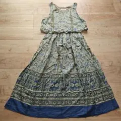 ☆FREDY&GLOSTER☆ペイズリー柄グレージュロングワンピース☆美品☆