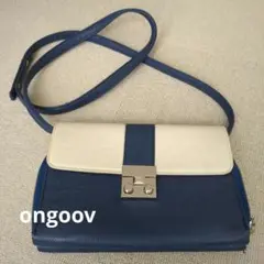 ongoovネイビーアイボリー ショルダーバッグ