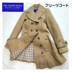 バーバリーブルーレーベル ロングコート プリーツデザインの可愛いコート♡38❤️