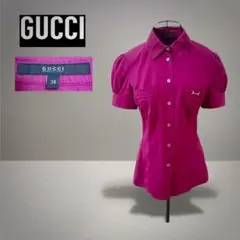【GUCCI】グッチ ホースビット プレート ワインレッド 半袖 ブラウス 38