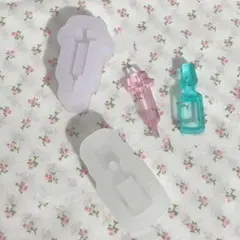 シリコンモールド　注射器　ラムネ　2点セット　ミニサイズ　シェイカー　レジン