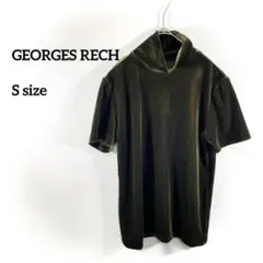 GEORGES RECH ハイネックベロア Tシャツ S オリーブb088②