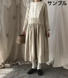 kosatofuku ワンピース リネン100% ギャザー タック フリル