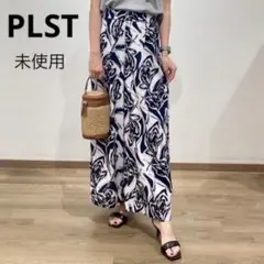 未使用✨PLST リーフプリント イージー ワイドパンツ 小さいサイズ XS 紺