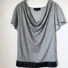 UNTITLED アンタイトル　Tシャツ　ドレープドネック　グレー　ラメ　2 M
