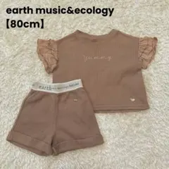 80cm セットアップ　ブラウン　フリル　半袖　半ズボン　上下セット　可愛い　夏