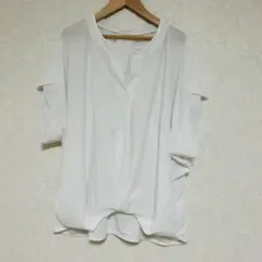 chocol raffine robe【F】Vネック ゆったりシアーTシャツ