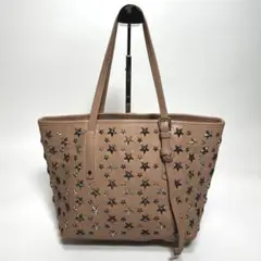 【美品】 JIMMY CHOO レザー スタッズ トートバッグ ピンク ベージュ