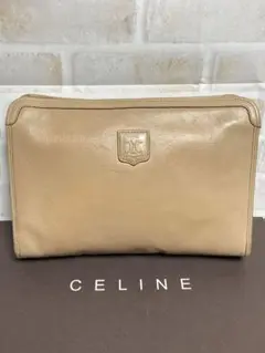 良品 セリーヌ トリオンフ ベージュ 本革 クラッチバッグ セカンドバッグ