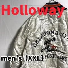 Y311【Holloway】サテンスカジャン【XXL】クリーム