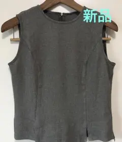 グレー ノースリーブ トップス スリット入り