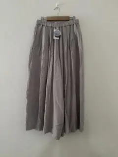 リネンブレンド グレージュ　ガウチョパンツ