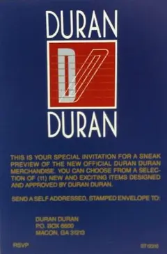 DURAN DURAN/デュラン・デュラン ファンクラブ　招待チラシ