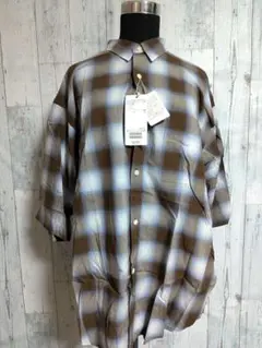 新品 BEAMS オンブレチェック イージー ショートスリーブ シャツ M