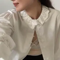 nugu plain レースフリルブラウス