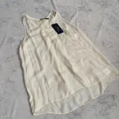 新品 Ralph Lauren シルク ホワイト ノースリーブ シャツ M