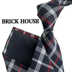 BRICK HOUSE ブリックハウス　チェック柄 ネイビーネクタイ　シルク製