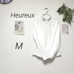 9691 Heureux 長袖刺繍ブラウス M 無地 カジュアル