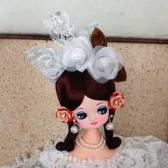 【美品】フランス人形 純白ドレス 薔薇ブーケ 昭和レトロ