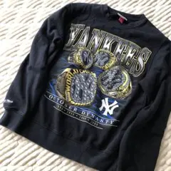 ビックプリントトレーナー　スウェット　ブラック　ヤンキース