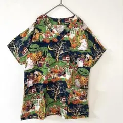 柄シャツ　ハロウィン　Ｔシャツ　派手柄　くま　希少　海外　WHITE CROSS