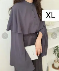 【新品タグ付き】ラウアー スリットスリーブケープシャツ チャコール 大きいサイズ