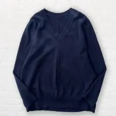 フォクシー 上質カシミヤ100% 濃紺 Vネックニット プルオーバー