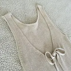 新品タグ付き美品♡レトロガール♡ロングジレ【F】コットン混ベージュ　前開きリボン