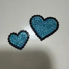 うちわデコ デコパーツ ハート 青