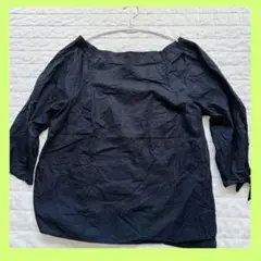 【エウルキューブ】丸襟 七分袖 薄手 シャツ 春 シンプル ブラック L 美品