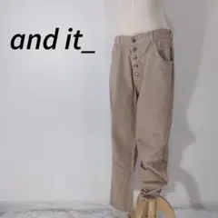 and it_/アンドイット ベージュ ボタンフライ パンツ L　大きいサイズ