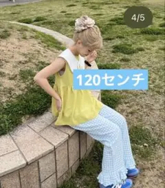 しまむら　ayano コラボ　フリルチェックパンツ