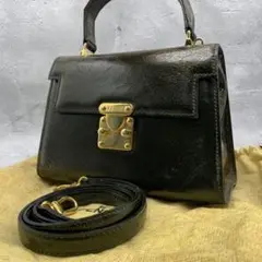 希少品✨フェンディ パテントレザー 2way ハンドバッグ ロック金具 カーキ