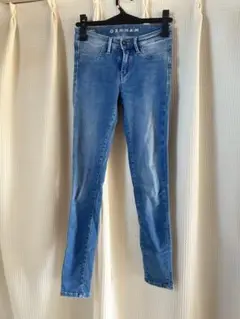 再流行ローライズ！DENHAM スプレー スキニーデニム ライトブルー　EU24