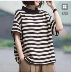 新品⭐︎ボーダー ハーフネック Tシャツ Mサイズ
