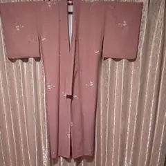 着物 小紋 桃色 花柄 ピンク
