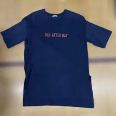 Tシャツ　トップス　ロング　ネイビー　ロゴ　GU サイズM 両脇スリット