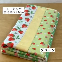 1m 《シーチング》Happy message 30’S ストライプ柄 グリーン