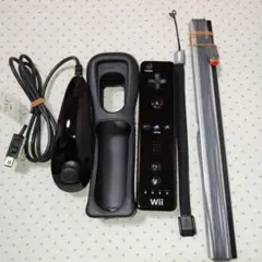 wiiリモコン　黒　フルセット　センサーバー付き