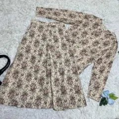 極美品　KEITH キース　スカートセットアップ　花柄　ベージュ　薄手　M相当