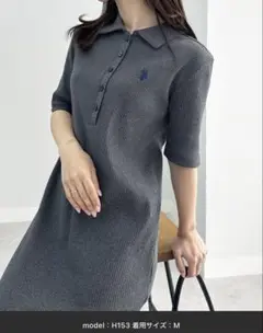 ＜U.S.POLOASSN.＞別注ワンポイント刺繍ポロ襟リブワンピース