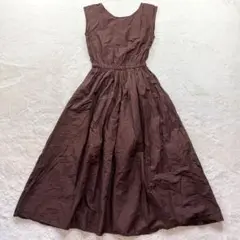 【ロペピクニック】38 茶 ワンピース 春夏 ノースリーブ 薄手 フレア