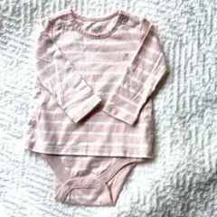 ✨美品✨GAPピンクと白のストライプ長袖ボディスーツ長袖