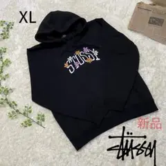 【新品】STUSSYステューシー【XL】スウェット FLORAL 刺繍パーカー
