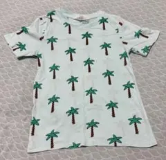 ヤシの木プリント水色Tシャツ
