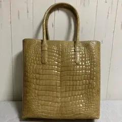 ベージュ クロコダイル風トートバッグ