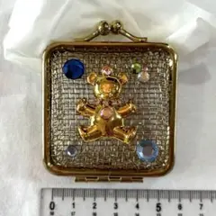金属製 メタリック ゴールド クマ キラキラ ストーン 小物入れ がま口