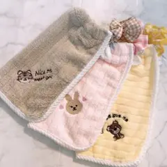 おりこうエプロン ふわふわ 動物 うさぎ ハート ねこ くま 女の子 3枚