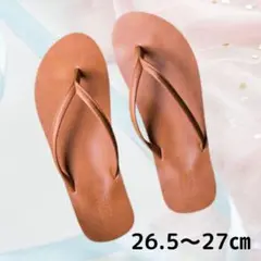 ビーチサンダル レザータッチ サンダル メンズ ビーサン ブラウン 27cm