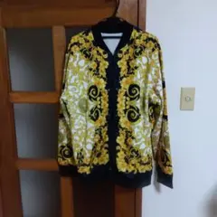 花柄 ボンバージャケット 黒と黄色